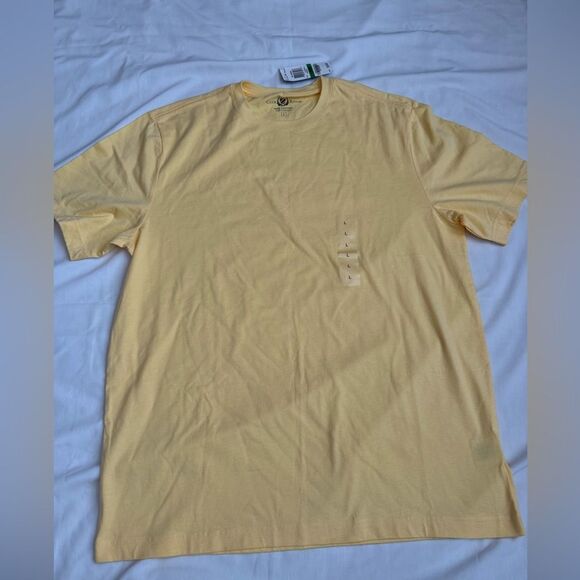 Club Room Yellow Short Sleeve Cotton T-Shirt | Solid Crewneck | Large | NWT - Picture 1 of 5